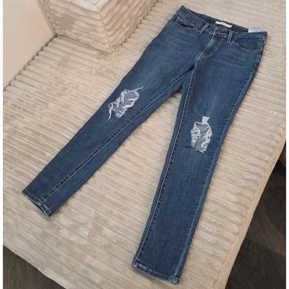 Levis 711 Skinny Jeans Womens 27x28 Mid Rise Distressed Medium Wash Maui Breeze